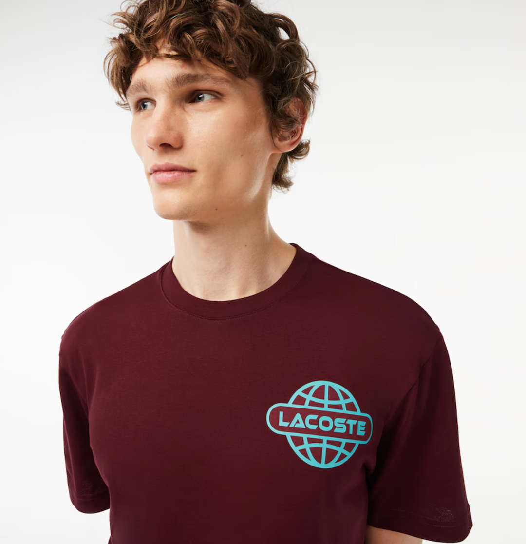 Lacoste Printed Heavy Cotton Jersey T-Shirt Burgundy – Purple