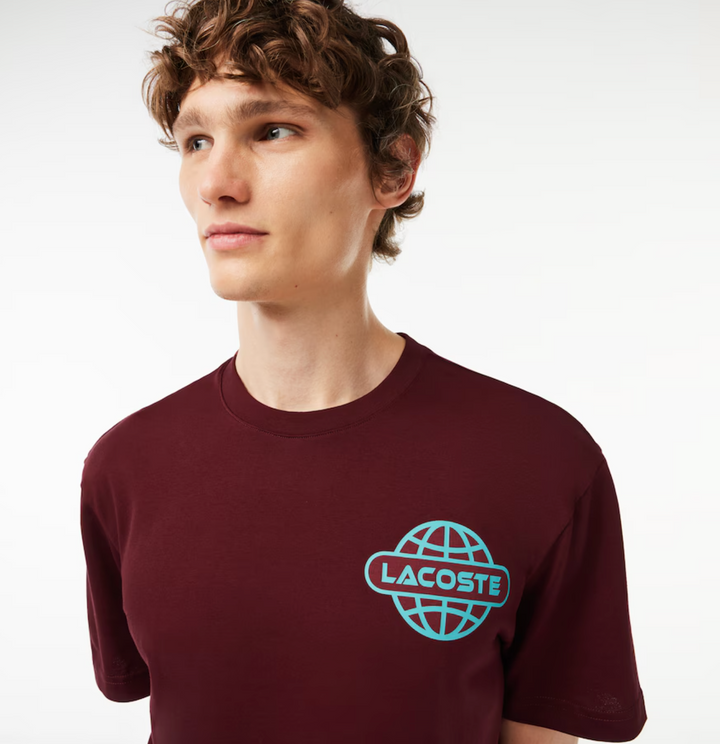 Lacoste Printed Heavy Cotton Jersey T-Shirt Burgundy