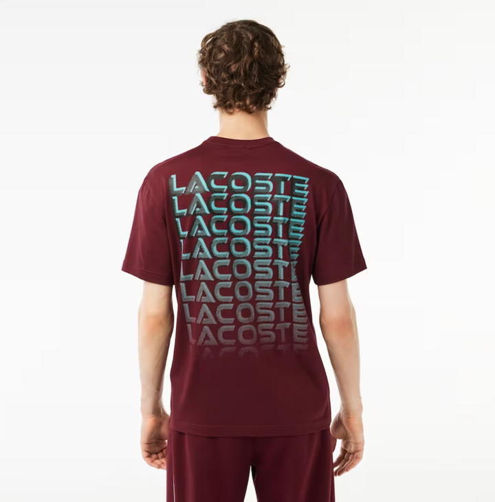 Lacoste Printed Heavy Cotton Jersey T-Shirt Burgundy