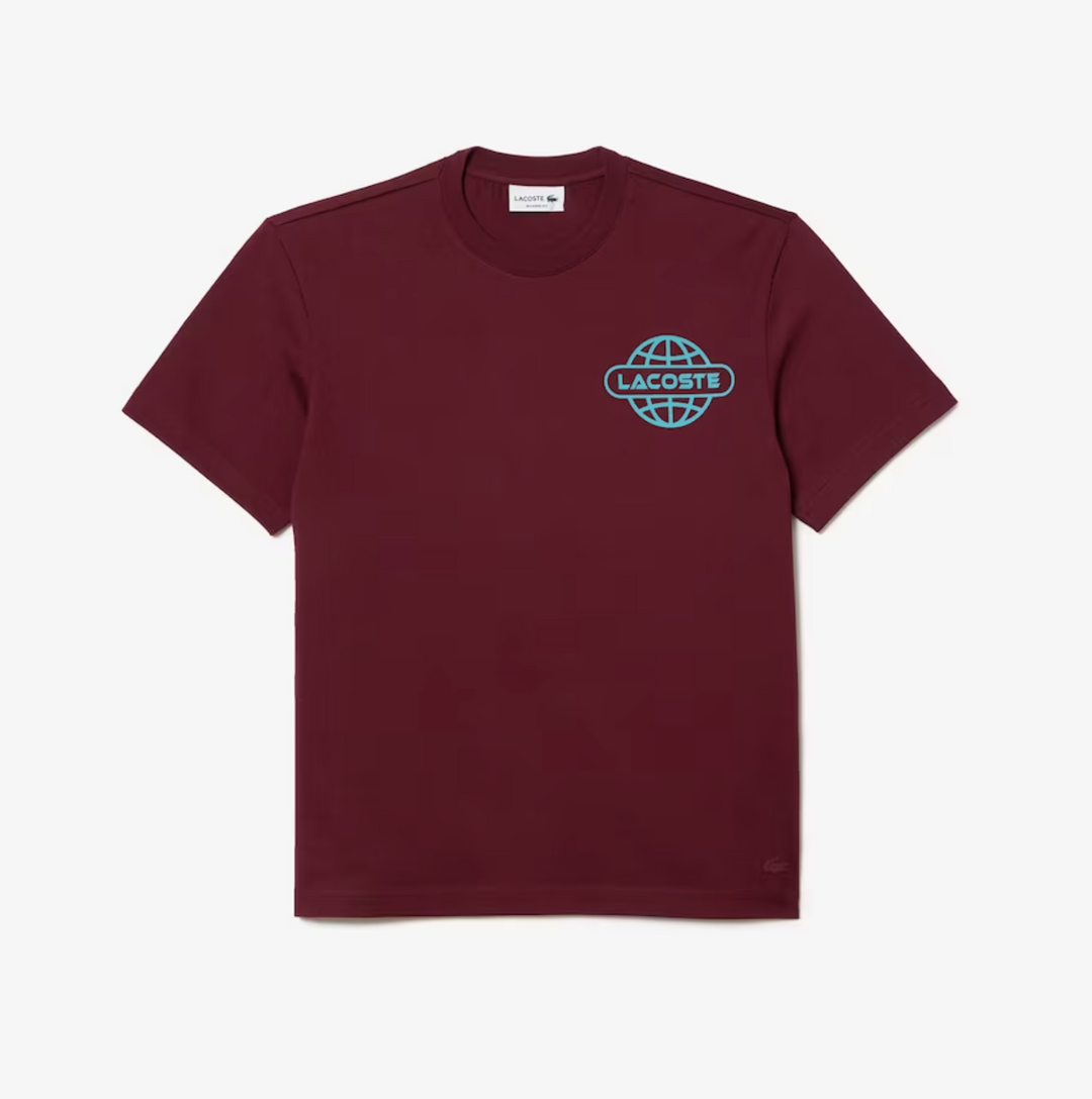 Lacoste Printed Heavy Cotton Jersey T-Shirt Burgundy