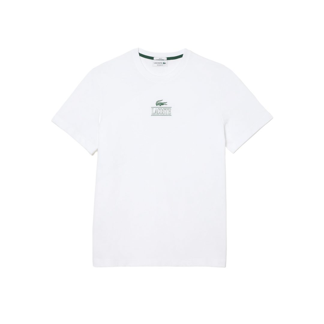 Lacoste Regular Fit Cotton Jersey Branded T-Shirt White