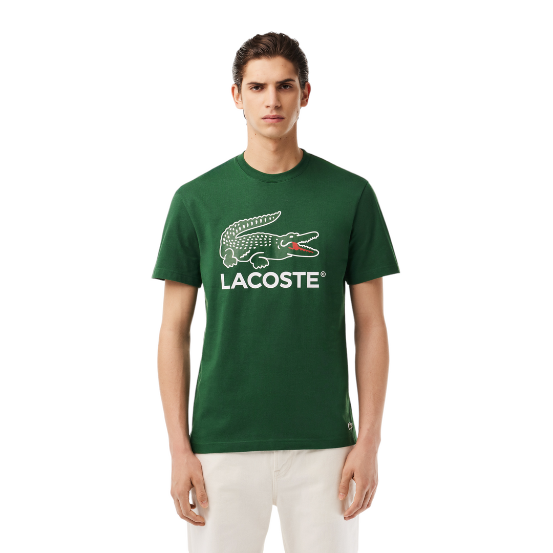 Lacoste Cotton Jersey Signature Print T-Shirt Pine Green