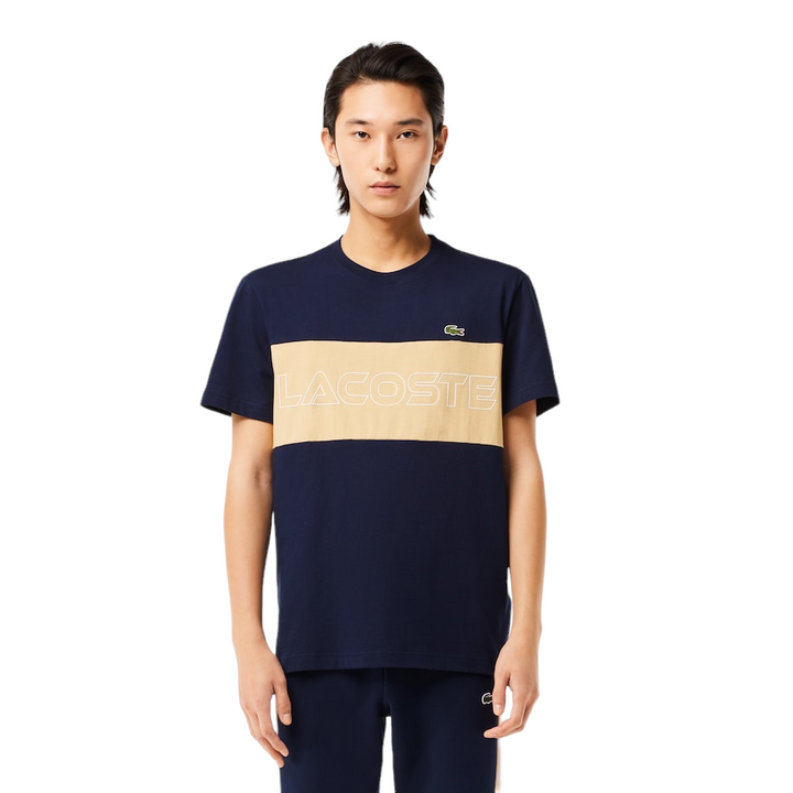 Lacoste Regular Fit Printed Colorblock T-Shirt Navy/ Beige
