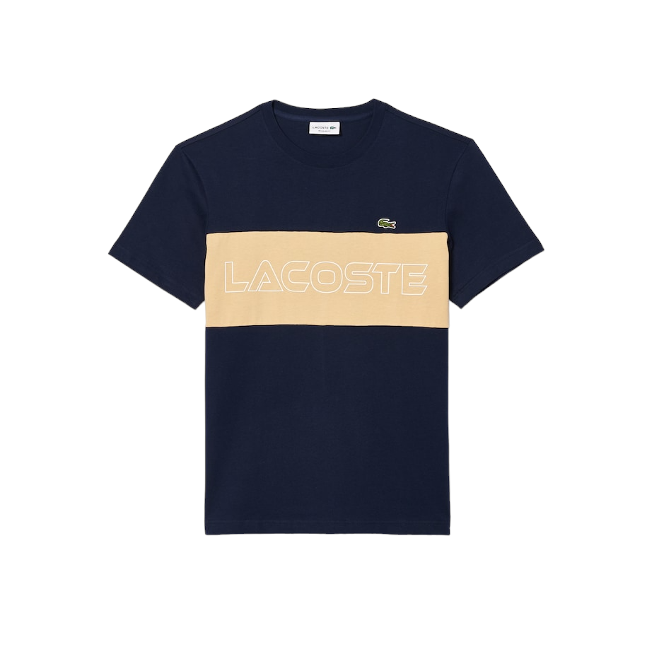 Lacoste Regular Fit Printed Colorblock T-Shirt Navy/ Beige