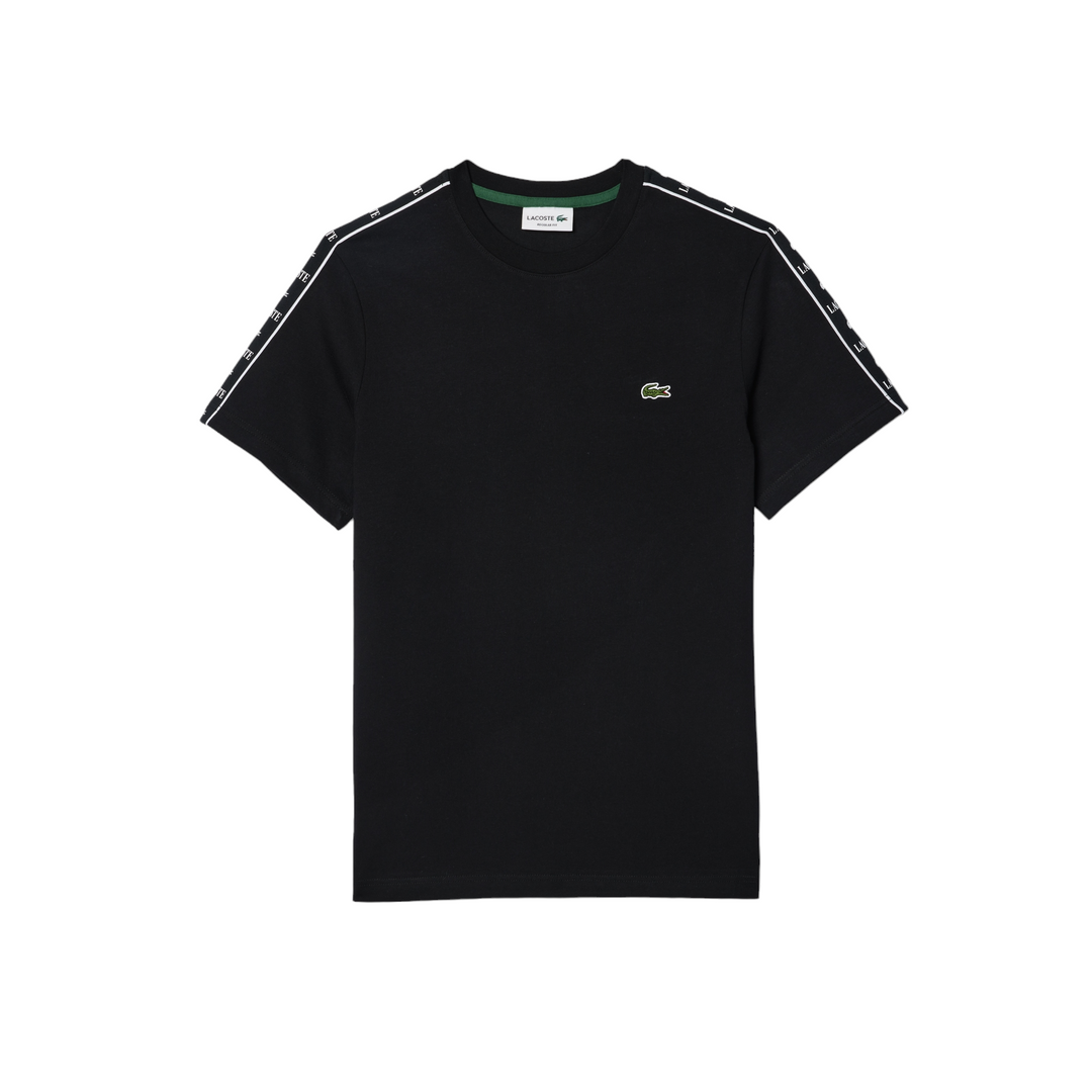 Lacoste Cotton Jersey Logo Stripe T-Shirt Black
