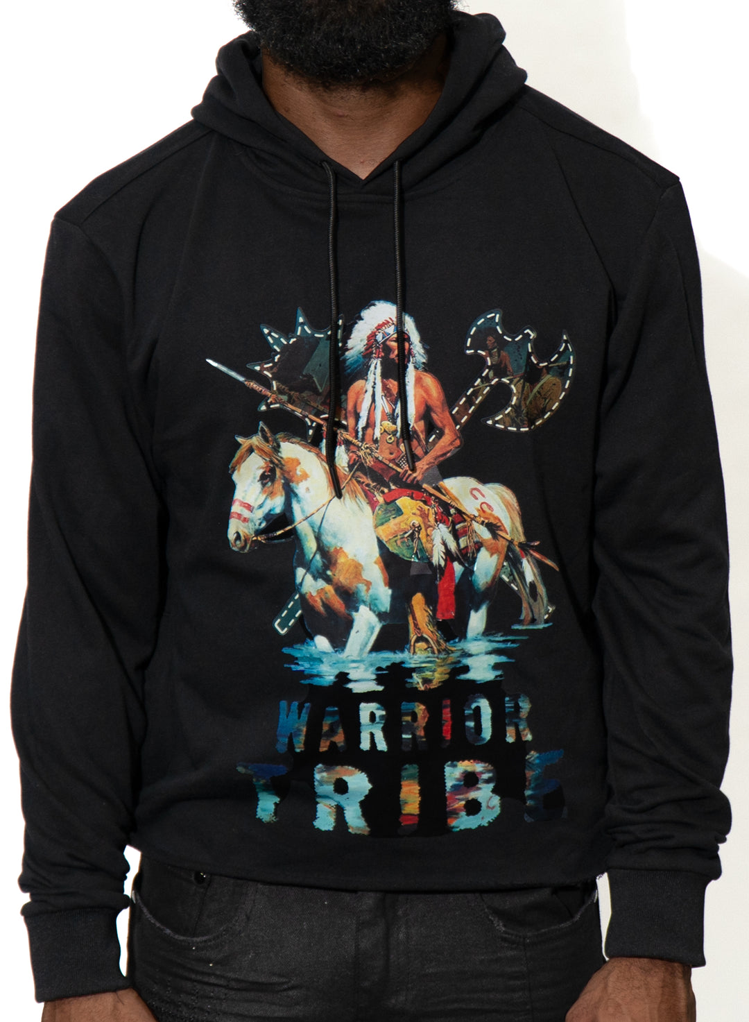 Warrior Tribe Black Crop Hoodie