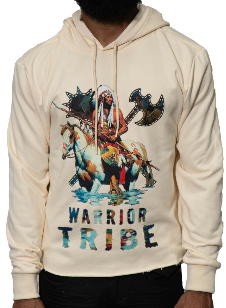 Warrior Tribe Natural Crop Hoodie