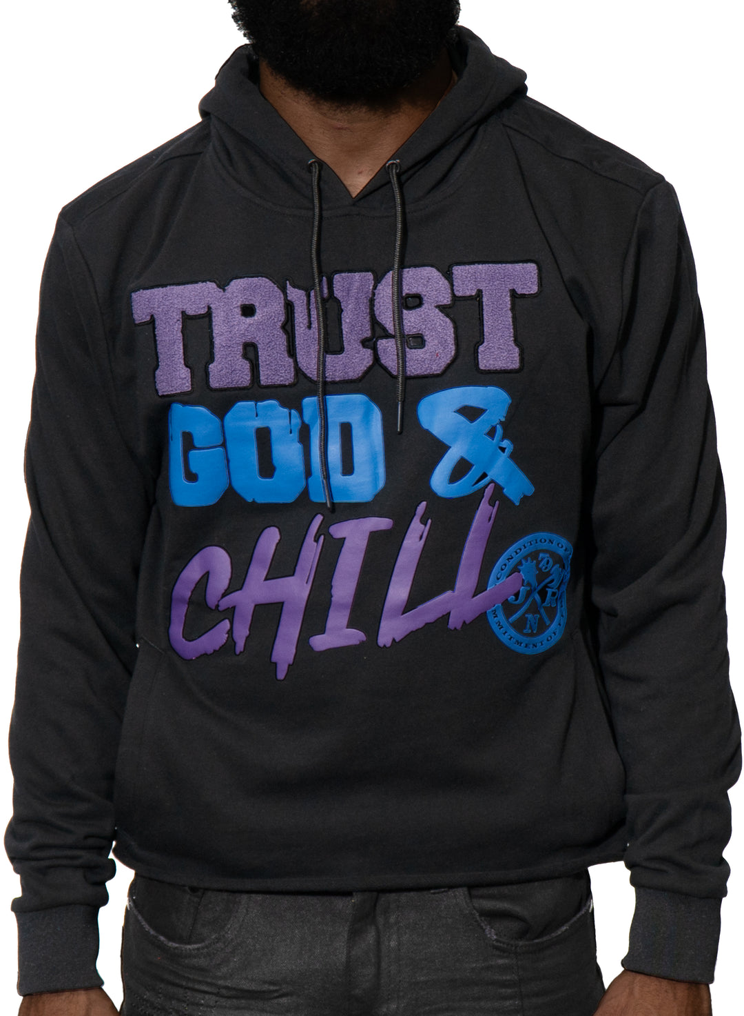 Trust God & Chill Black Crop Hoodie