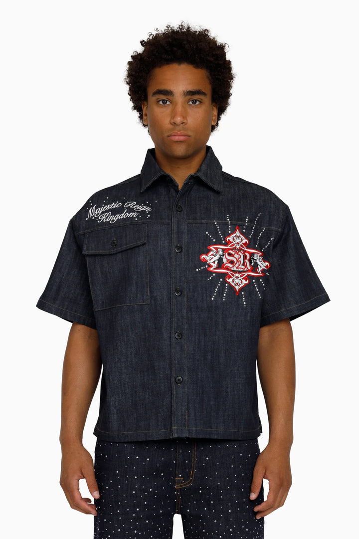 Smoke Rise Majestic Reign Button Up Ink Blue