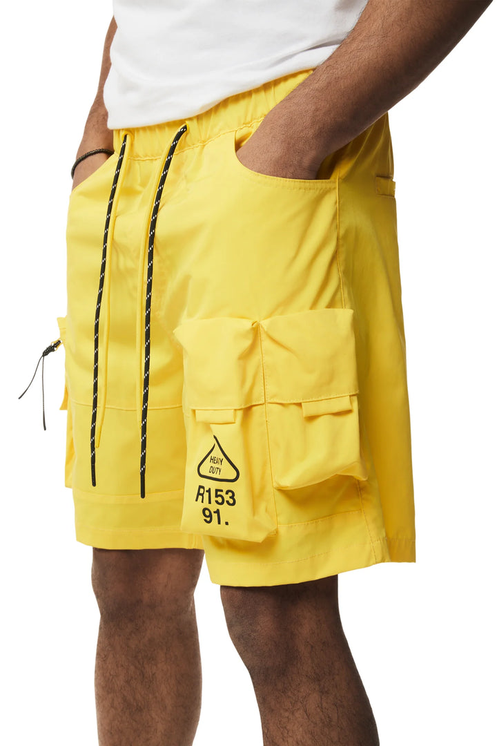 Smoke Rise Utility Windbreaker Cargo Shorts Canary