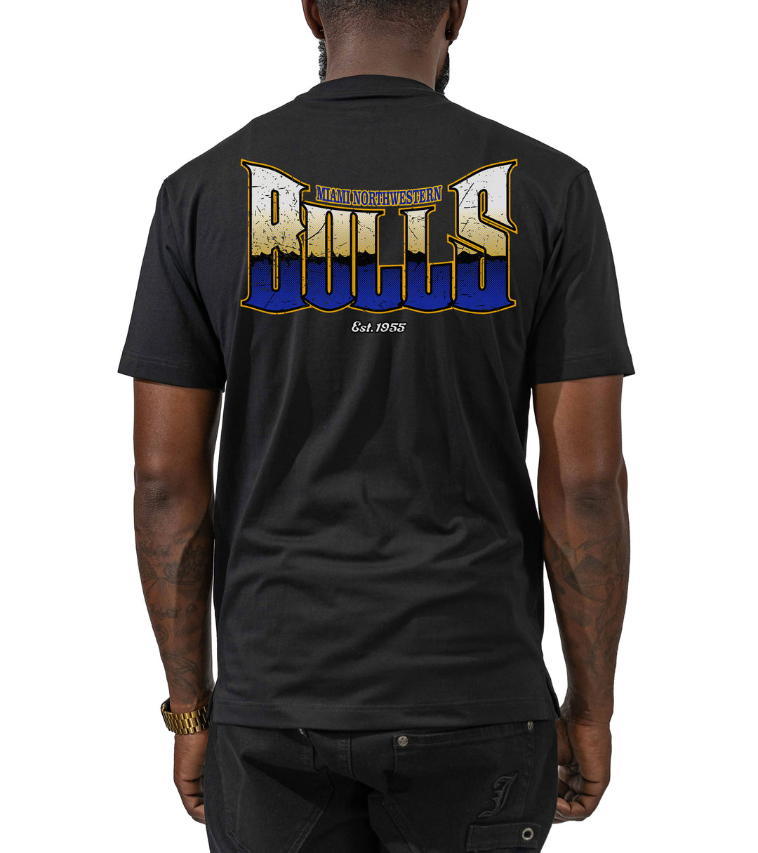 Risq Takers Blackout Bulls Tee Black with Blue