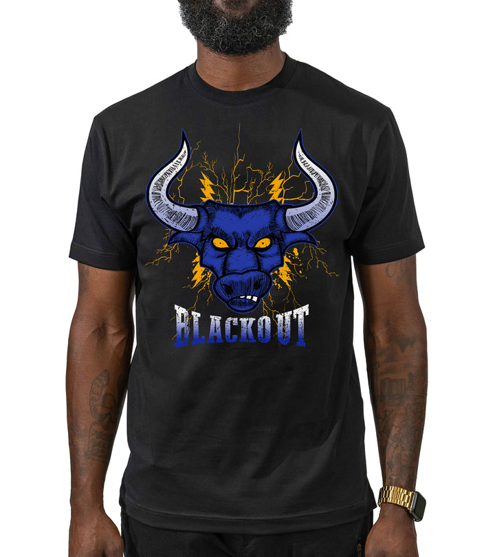 Risq Takers Blackout Bulls Tee Black with Blue