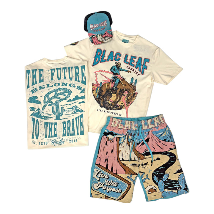 Blac Leaf For The Brave Trucker Hat ,For The Brave Shirt ,Tapestry Knit AOP Short  Outfit Combo