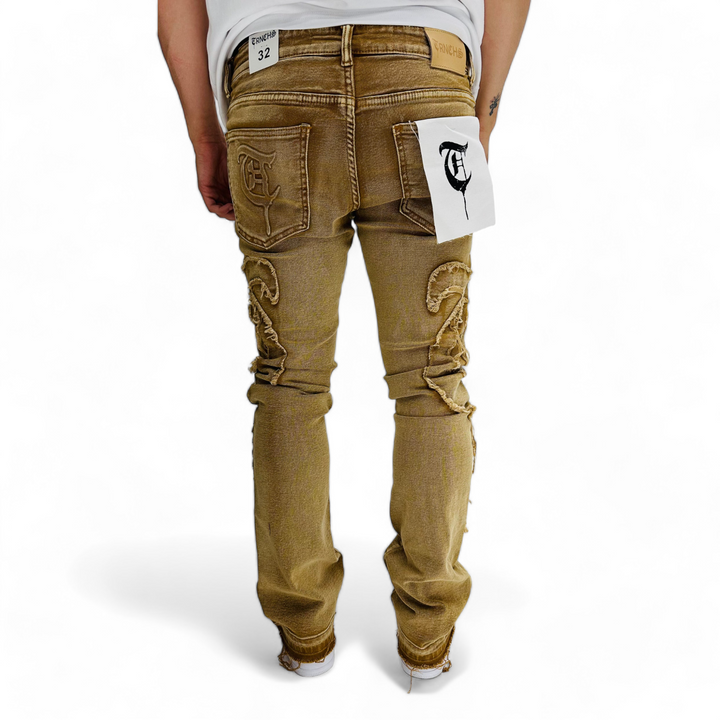 TRNCHS "Canvas" Mustard Stacked Jeans