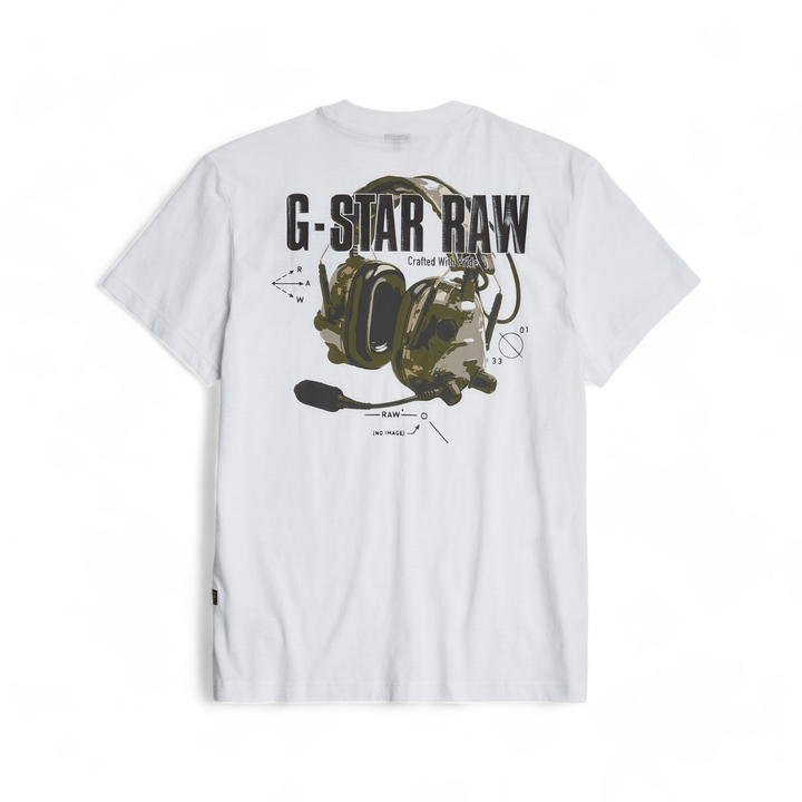 G-Star Headphones Back Tee White