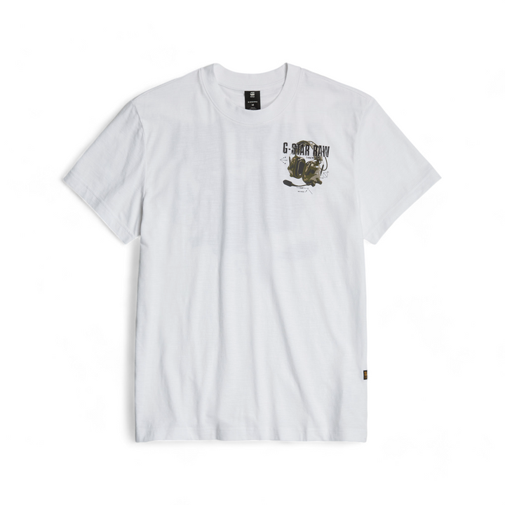 G-Star Headphones Back Tee White