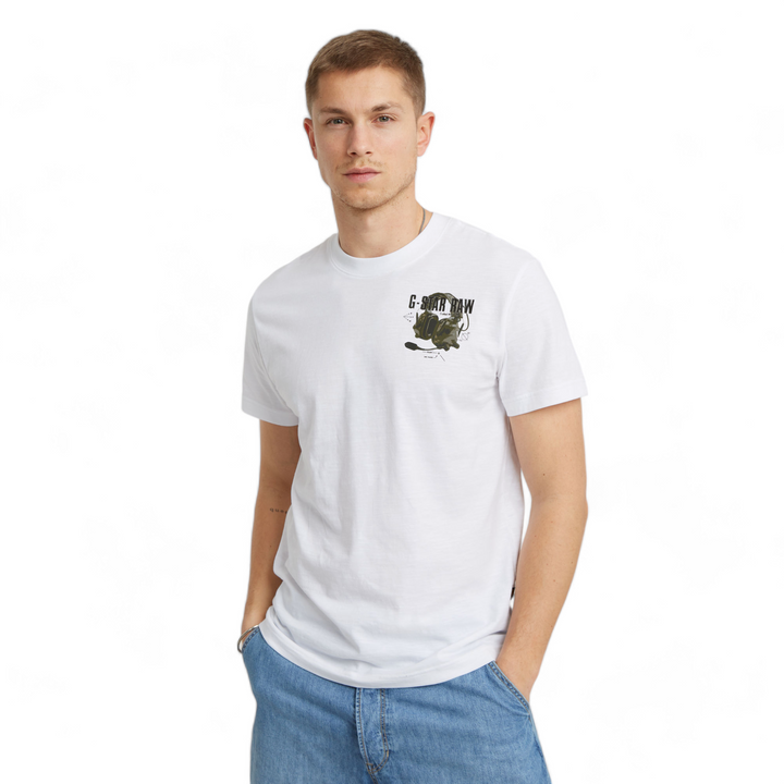 G-Star Headphones Back Tee White