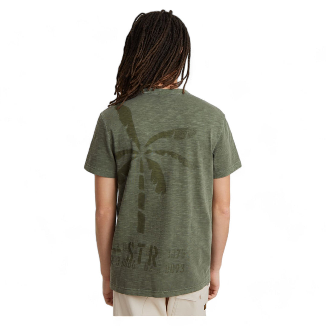 G-Star Musa Stencil Pigment Dye Tee Olive Wash