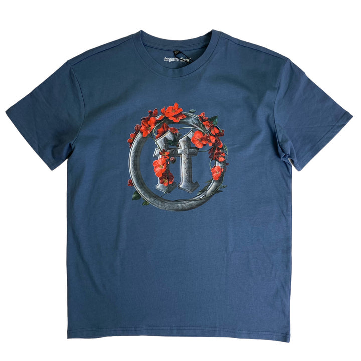 Forgotten Faces Faded Flowers Tee Blue