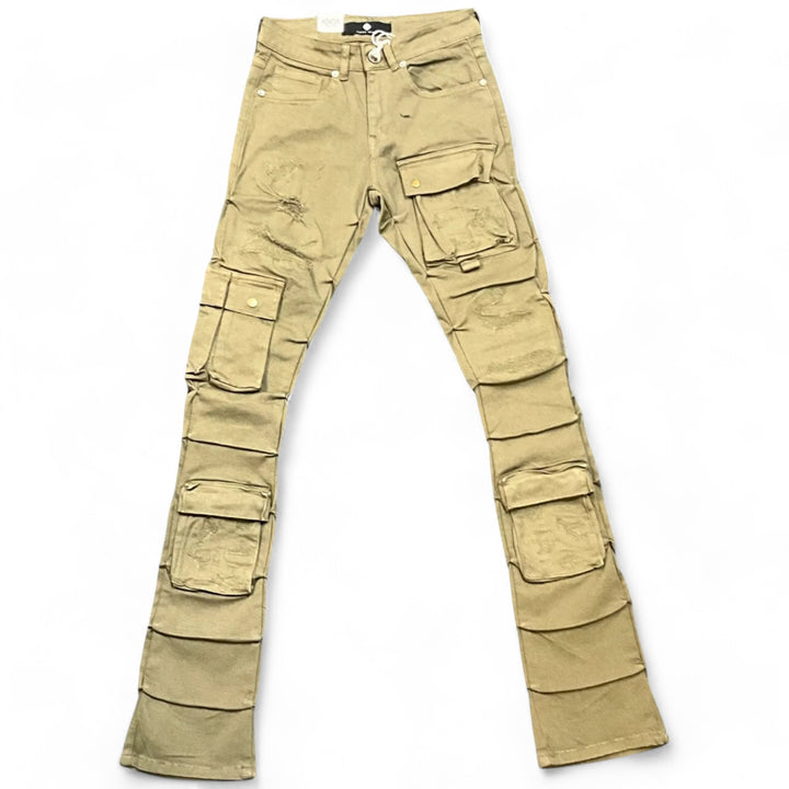 Focus Cargo Stacked Denim Khaki