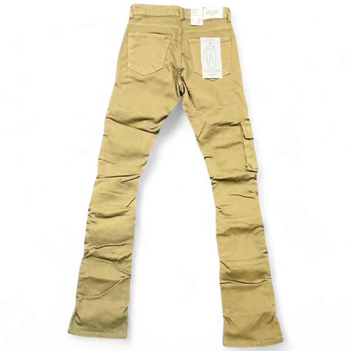 Focus Cargo Stacked Denim Khaki