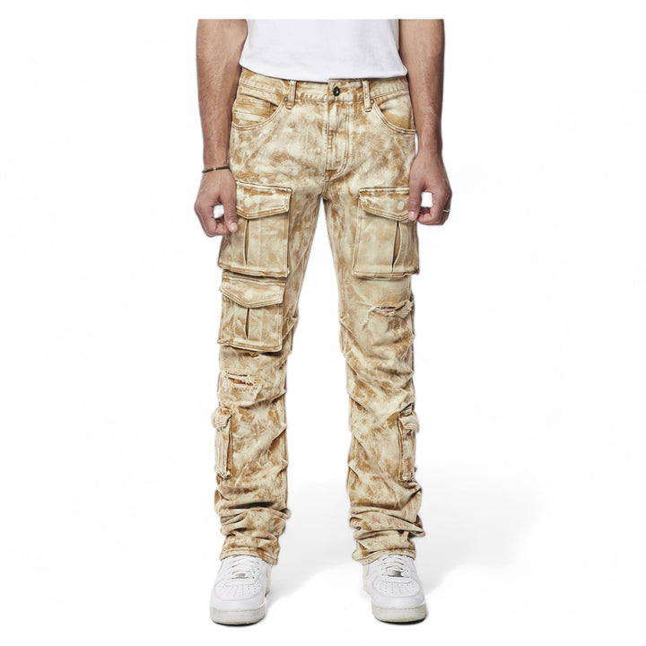 Smoke Rise Utility Multi Colored Cargo Stacked Straight Jeans Frappe