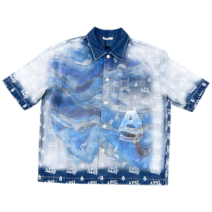 AlphaStyle Huron Bleached Denim Button Up