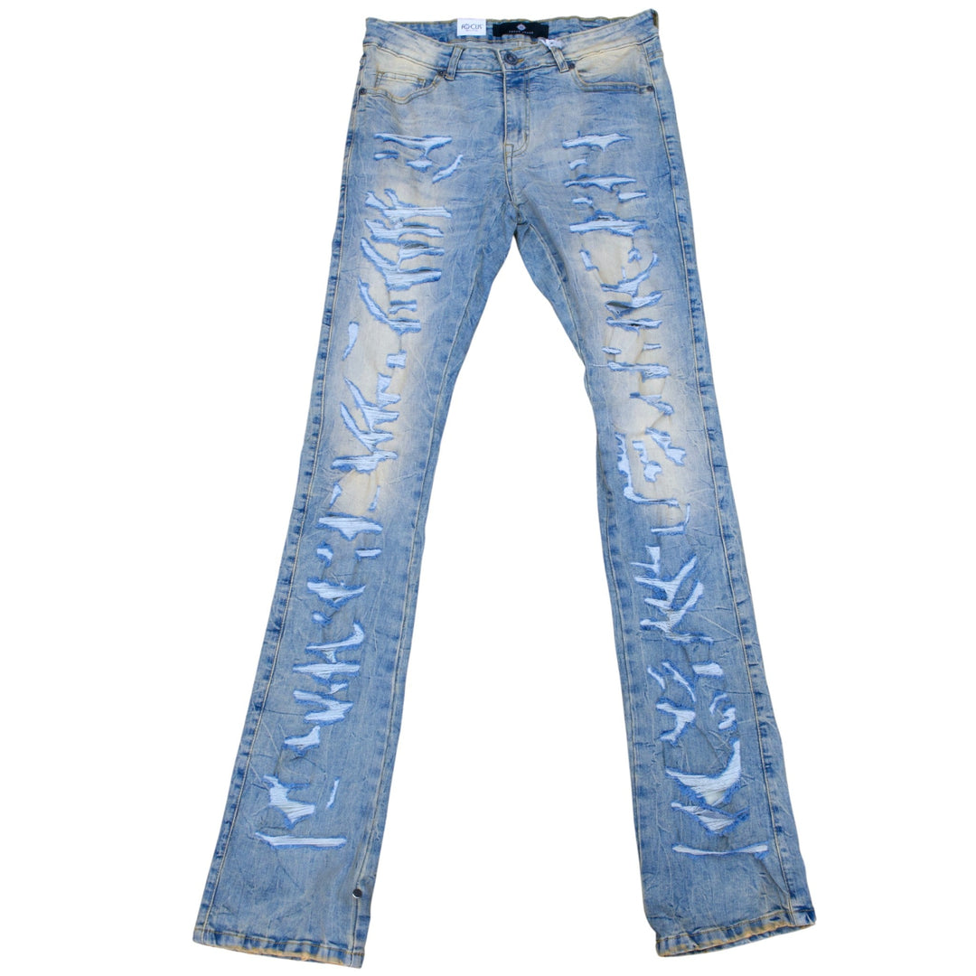 Stray Forever Free Crop Shirt Black & Focus Rip &Repair Stacked Denim Vintage Outfit Combo