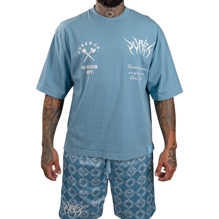 Juren Friso Reversible Bucket Hat Frost, Design Dept T-Shirt Frost, Friso AOP Knit Shorts Frost(Sneakers not Included) Outfit Combo