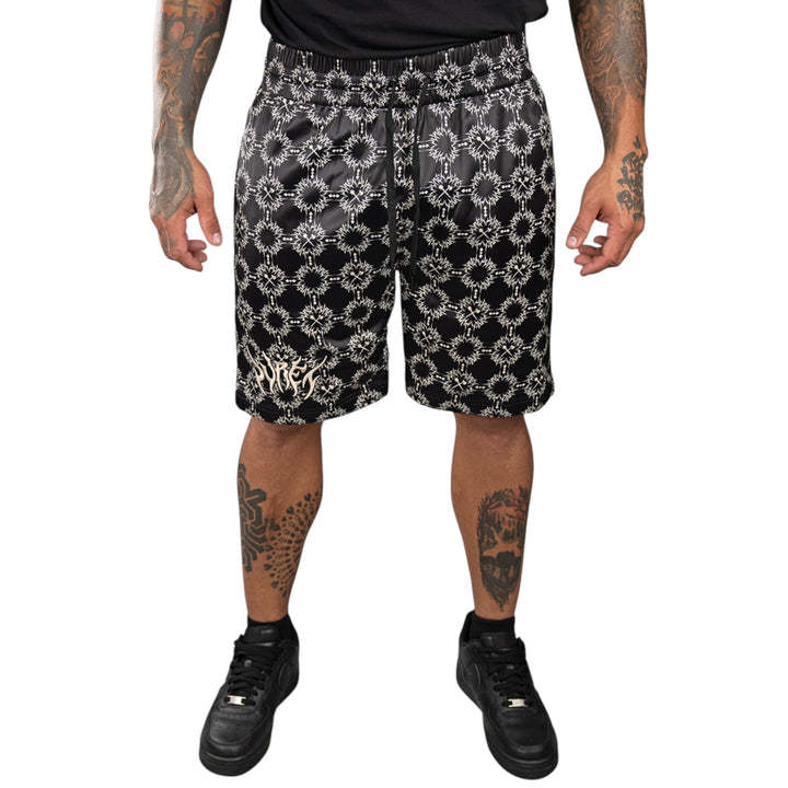 Juren Friso AOP Knit Shorts Black Big & Tall