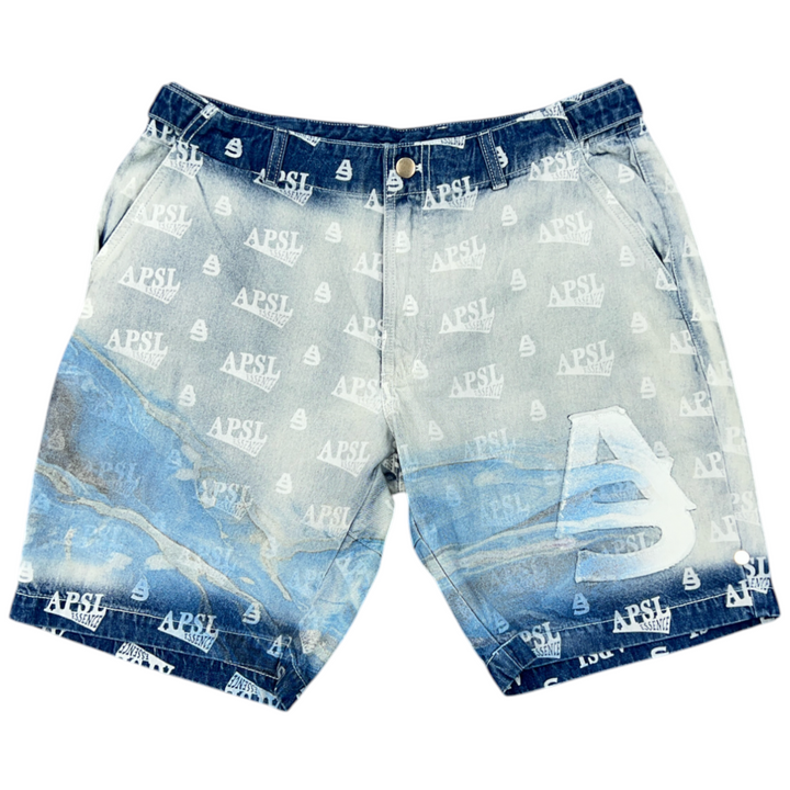 AlphaStyle Huron Bleached Denim Shorts