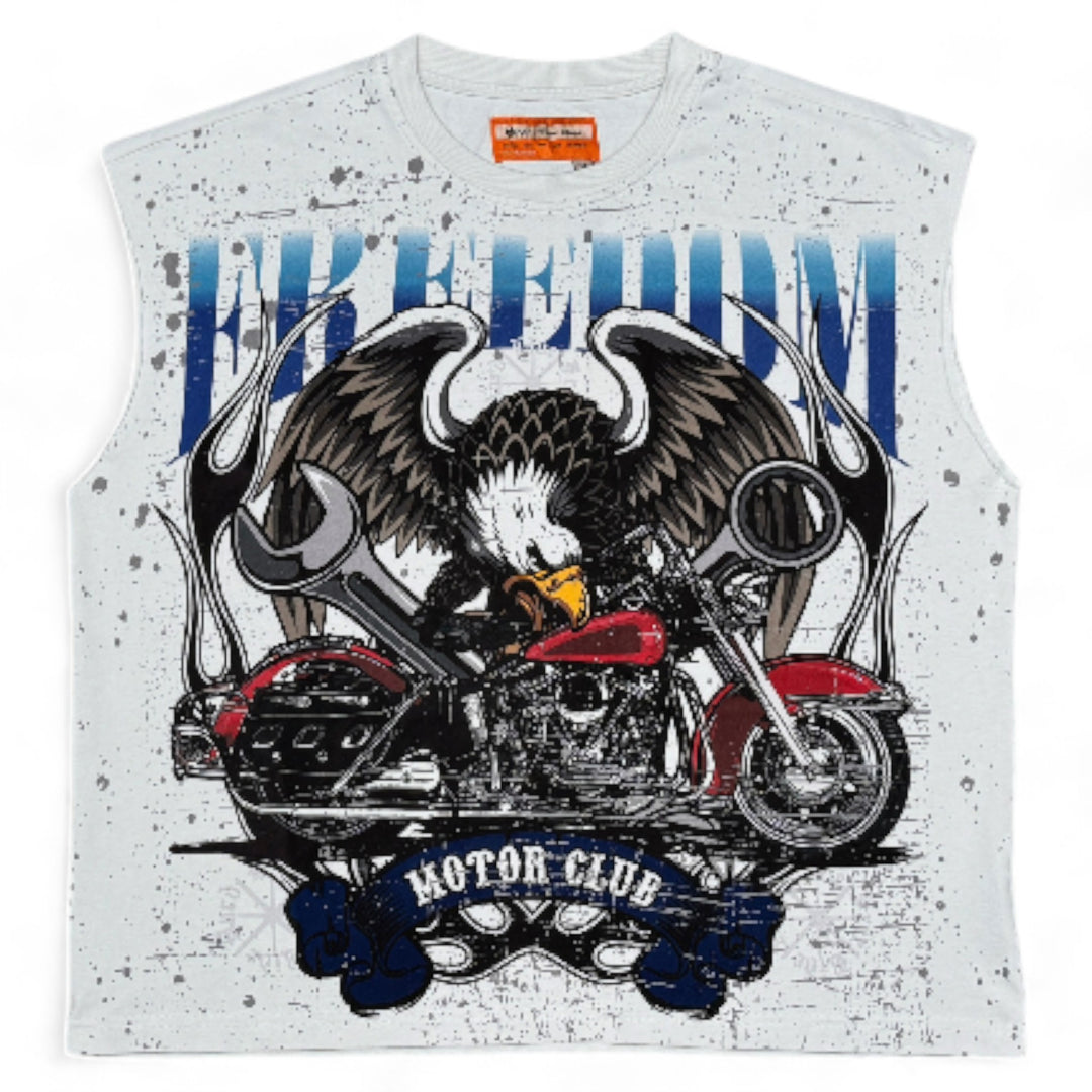 Eleve Freedom Motor Club Sleeveless Tee Grey