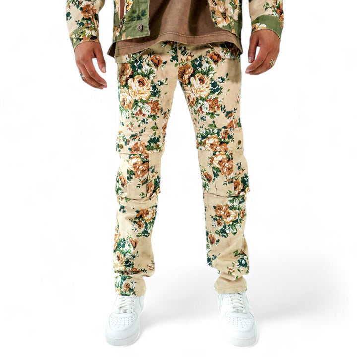 Rare Element Multi Flower Cargo Pants Cream