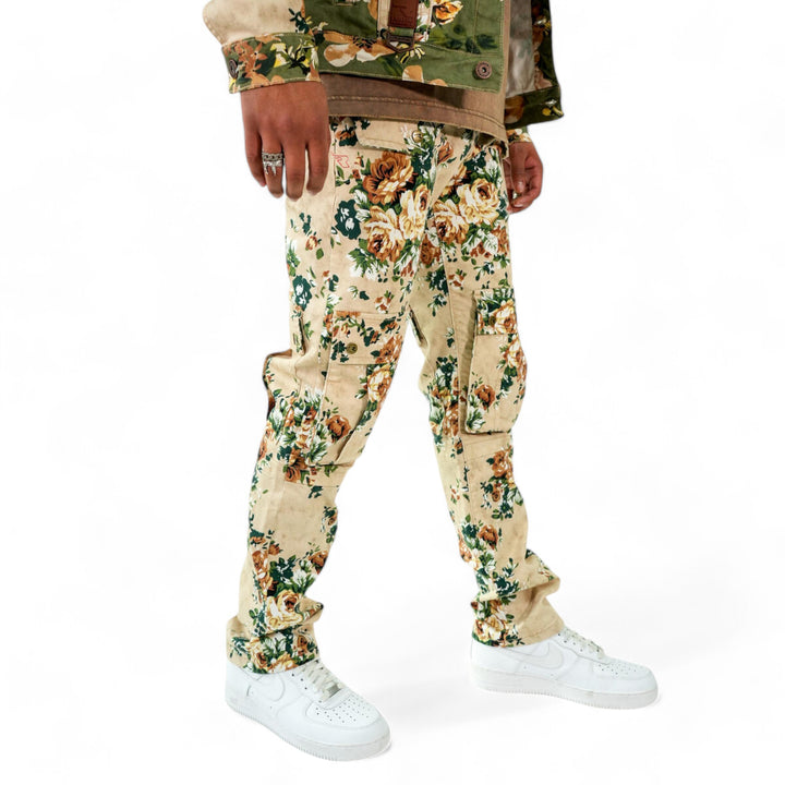 Rare Element Multi Flower Cargo Pants Cream