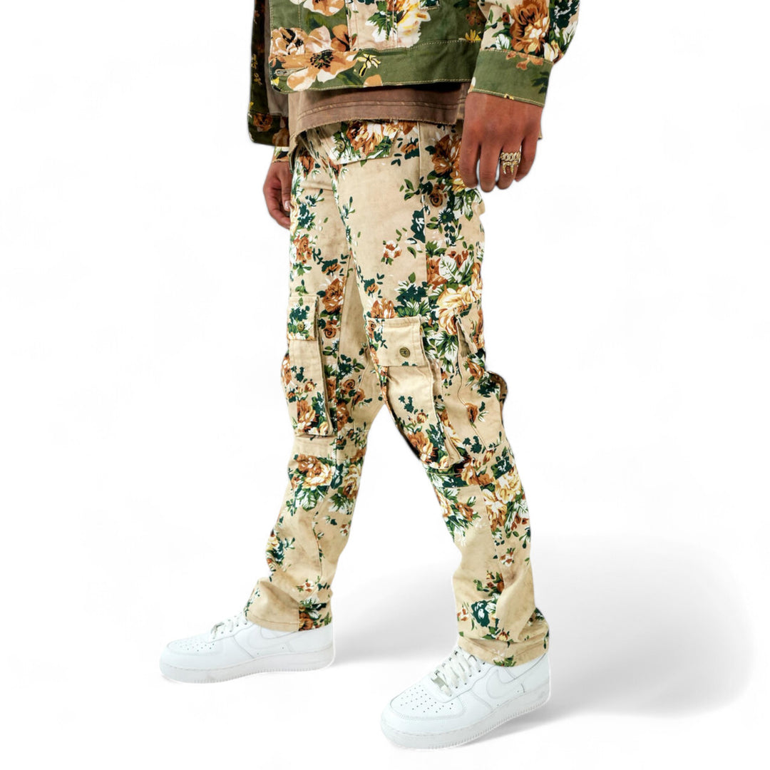 Rare Element Multi Flower Cargo Pants Cream