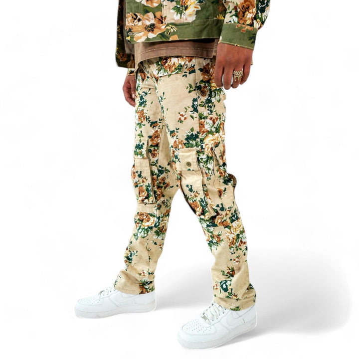 Rare Element Multi Flower Cargo Pants Cream