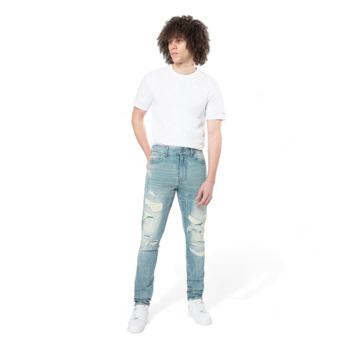 Smoke Rise Slim Tapered Vintage Washed Jeans Adonis Blue