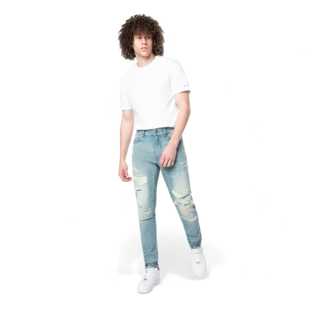 Smoke Rise Slim Tapered Vintage Washed Jeans Adonis Blue