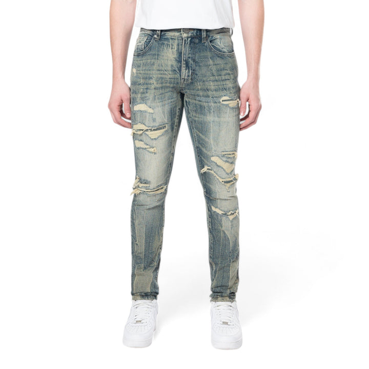 Smoke Rise Slim Tapered Vintage Washed Jeans Topaz Blue