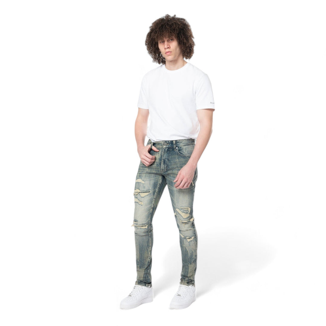 Smoke Rise Slim Tapered Vintage Washed Jeans Topaz Blue