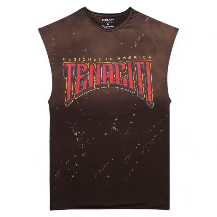 Tenaciti Fire Heart Sleeveless Shirt Brown