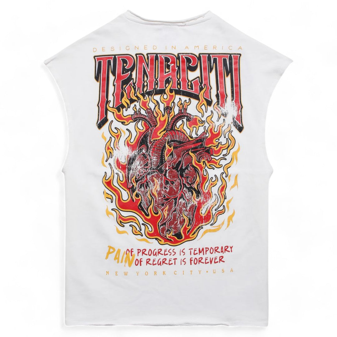 Tenaciti Fire Heart Sleeveless Shirt Cream