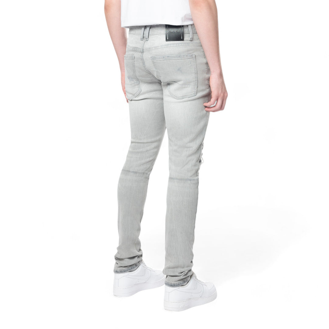 Smoke Rise Stacked Flared Jeans Industrial Cloud Grey