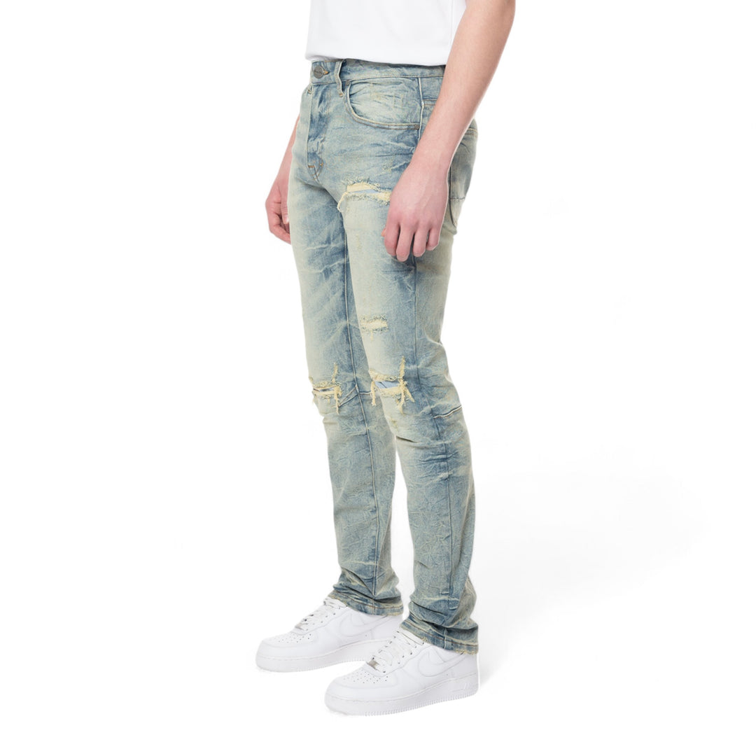 Smoke Rise Slim Wave Effect Jeans Mechanical Blue