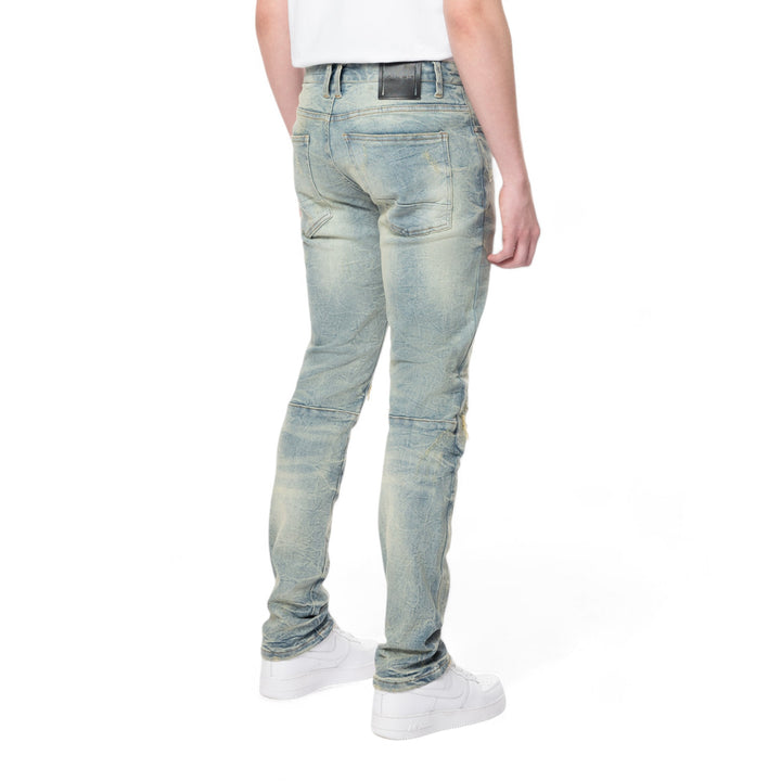 Smoke Rise Slim Wave Effect Jeans Mechanical Blue