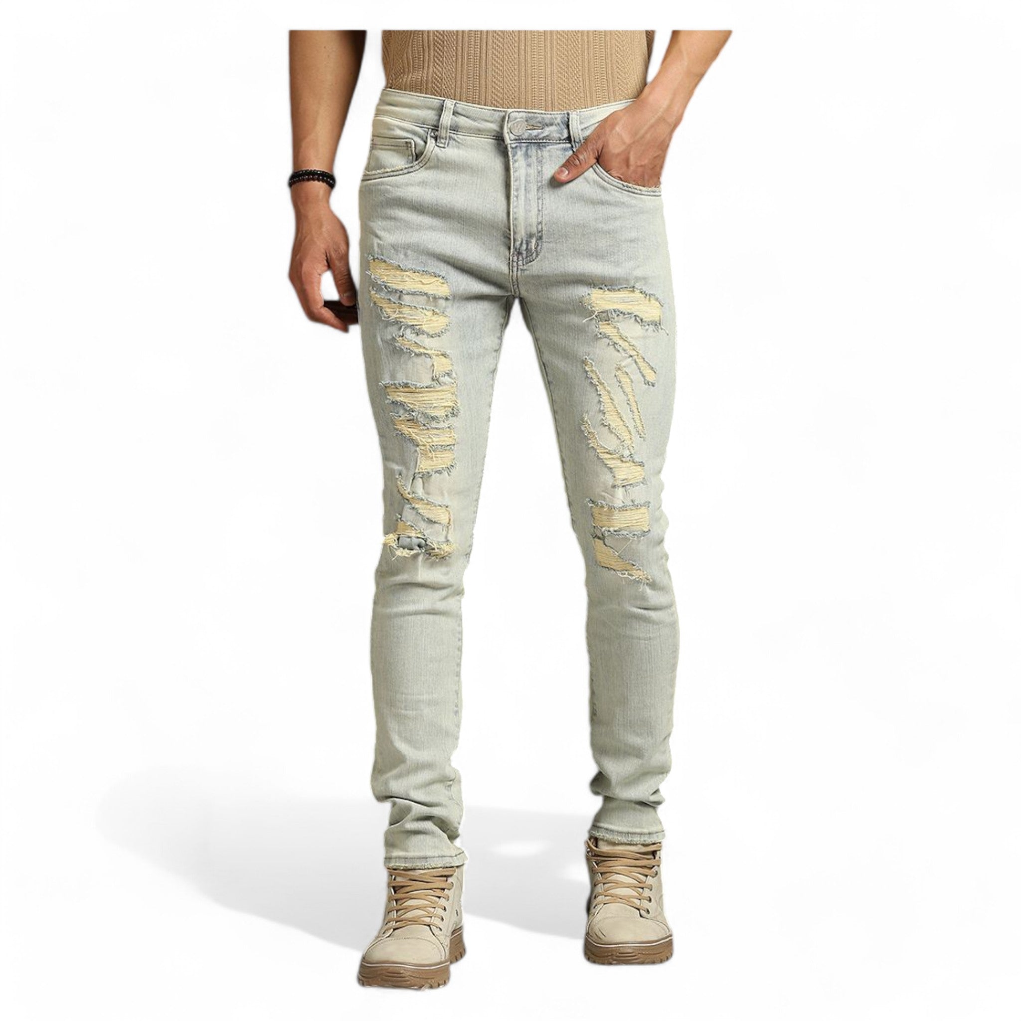 Men’s jogger bleached acid wash on sale jeans size 38