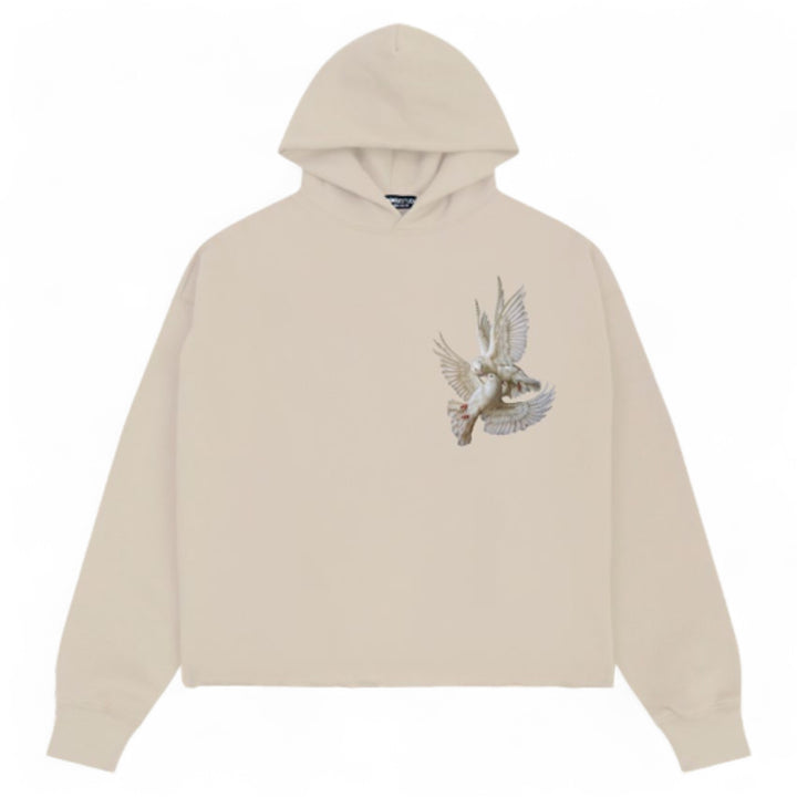 Roku Peace Cropped Hoodie Taupe