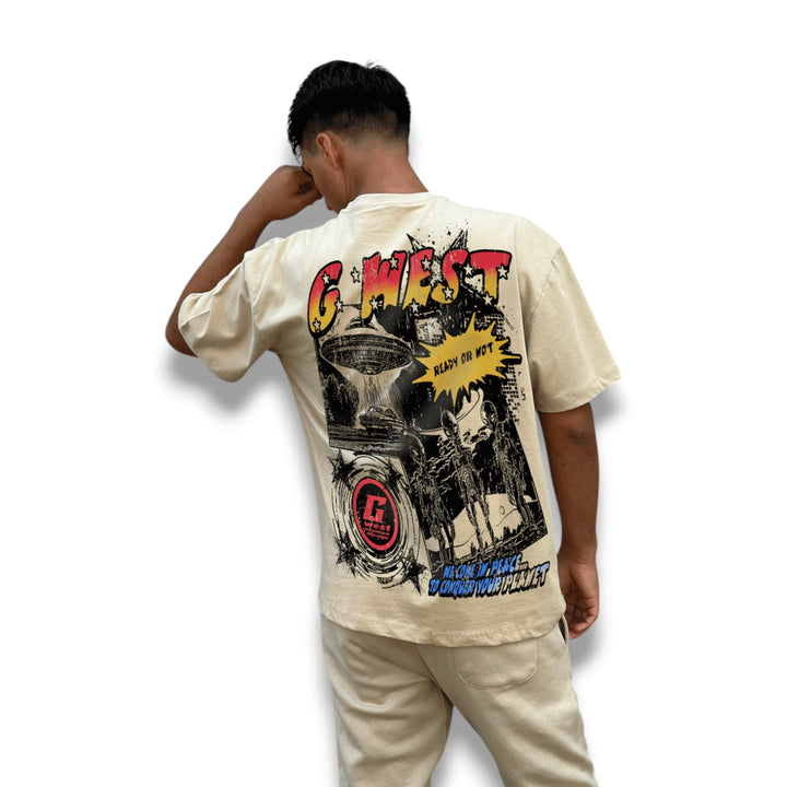 G West Cosmic Sky Ride Acid Wash Double Hit Tee