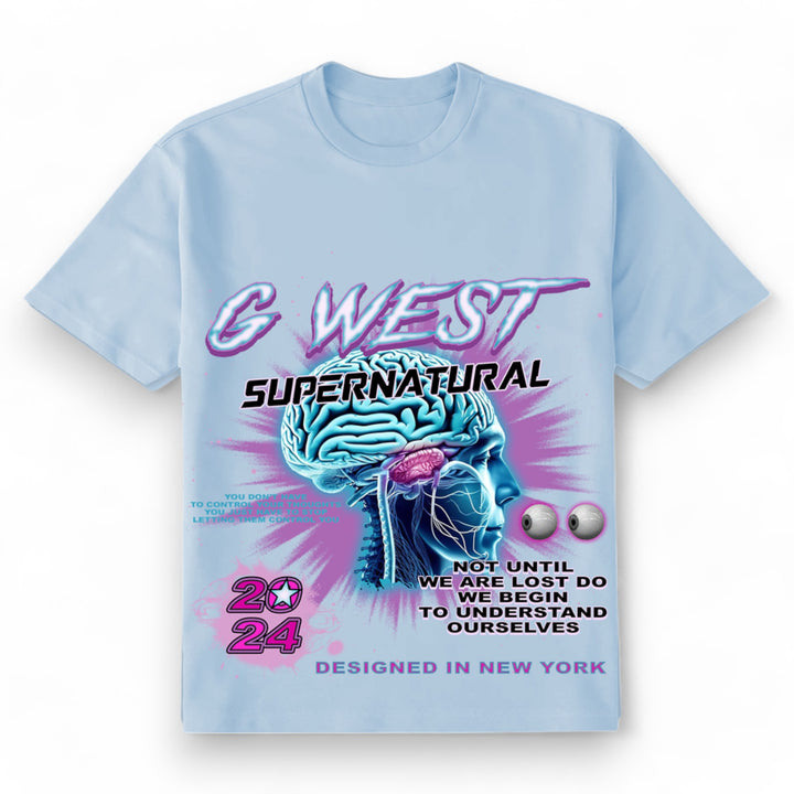 G West Supernatural Blue Acid Wash Tee Sky Blue