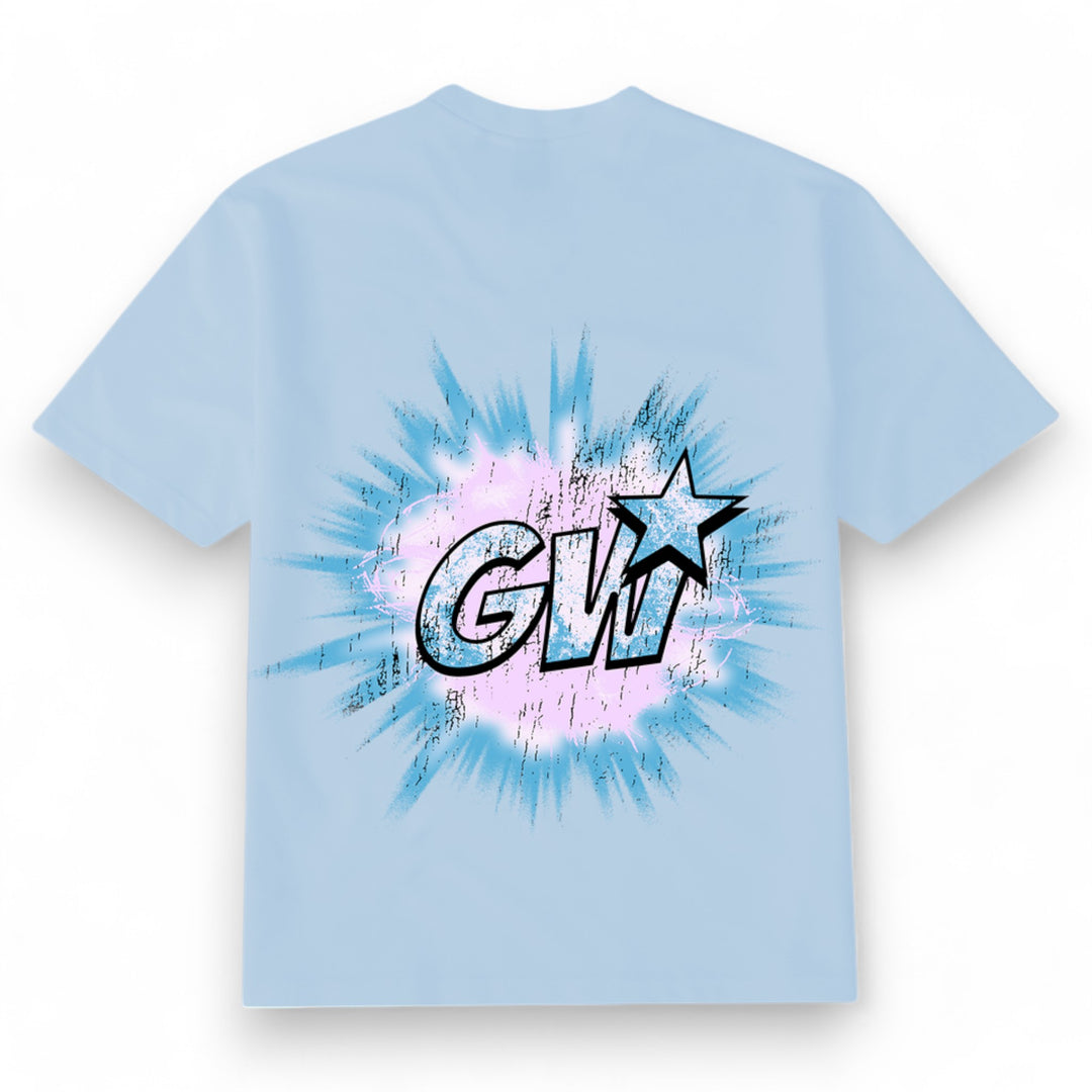 G West Supernatural Blue Acid Wash Tee Sky Blue